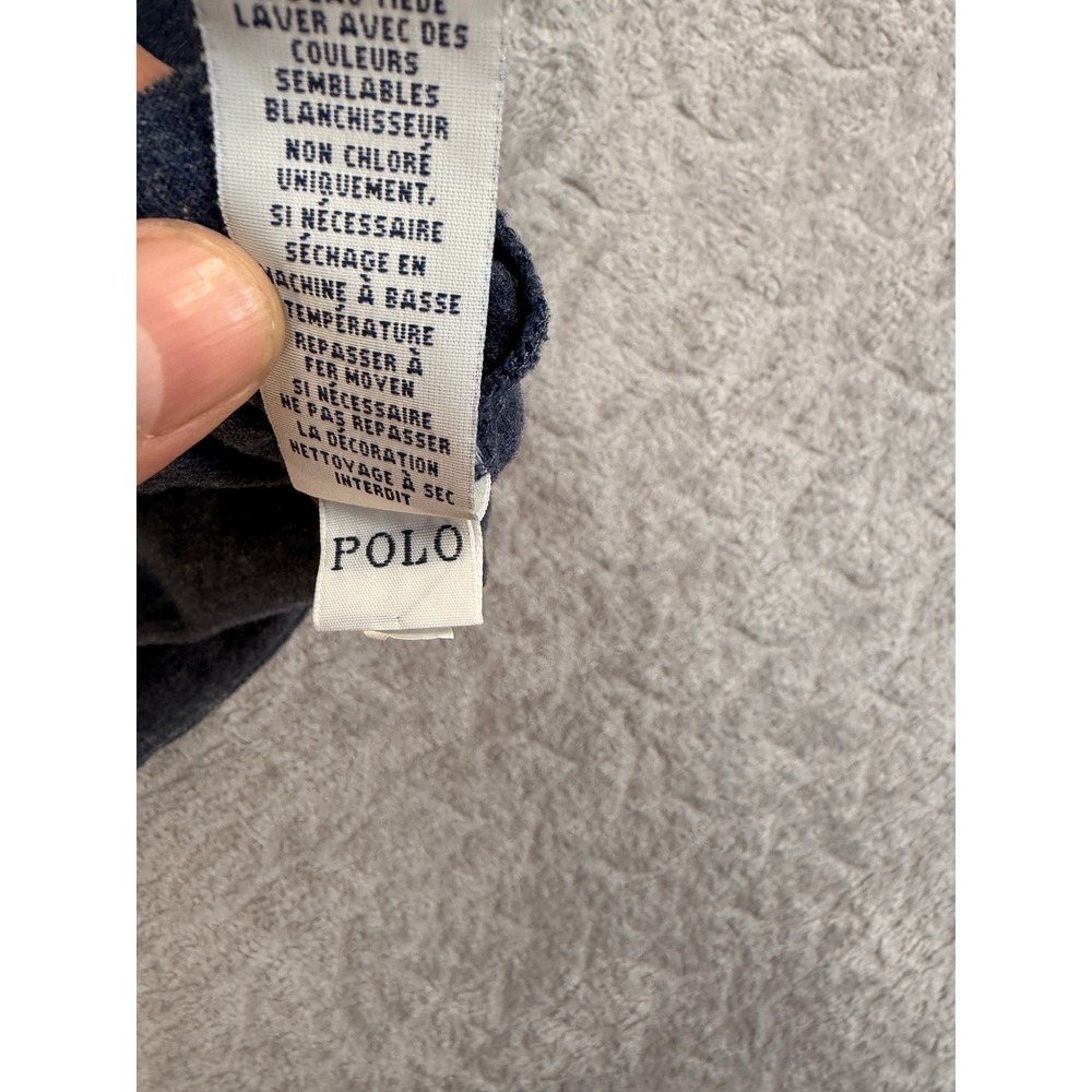 Polo Ralph Lauren Mens V-Neck Long Sleeve T-Shirt Blue Heather‎ Cotton Large L - Picture 9 of 9